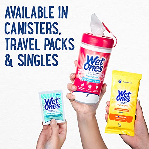 Wet Ones Antibacterial Hand Wipes, Fresh Scent, 24 count Wipes (Pack of 6), P...