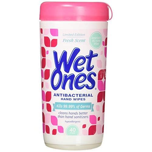 WET ONES Antibacterial Hand Wipes, Fresh Scent 40 ea (Pack of 3)