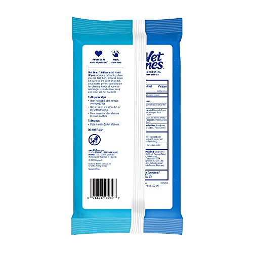 Wet Ones Antibacterial Hand Wipes, Ocean Breeze, 50 Count