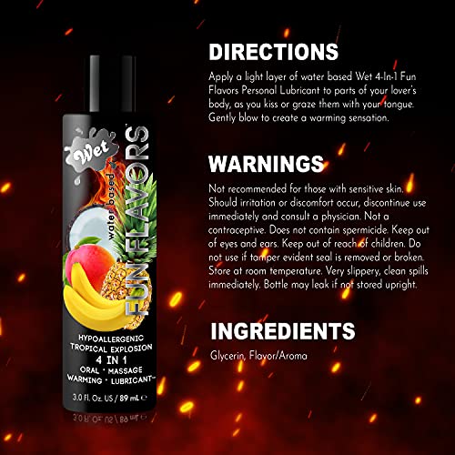 Wet Fun Flavors Tropical Explosion 4 in 1 Warming Flavored Edible Lube, Premi...