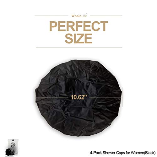 Shower Cap for Women Reusable Extra Large Shower Cap for Men (Black 4 Pack XL...