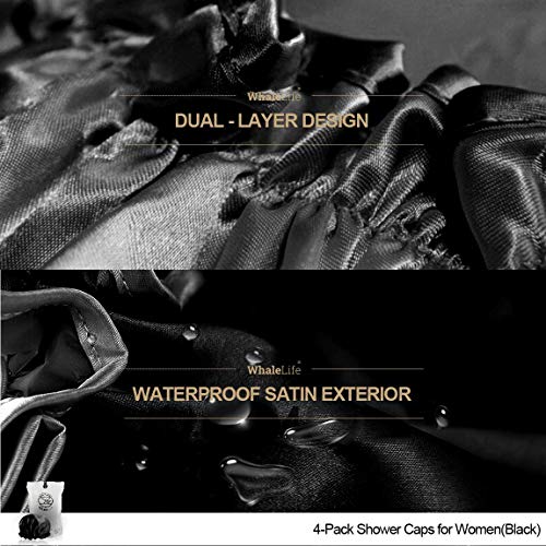 Shower Cap for Women Reusable Extra Large Shower Cap for Men (Black 4 Pack XL...