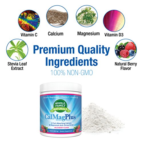 Calcium Magnesium Powder Supplement - CalMag Plus with Vitamin C & D3 - Glute...