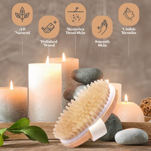 Dry Skin Body Brush - Improves Skin's Health and Beauty - Natural Bristle - R...