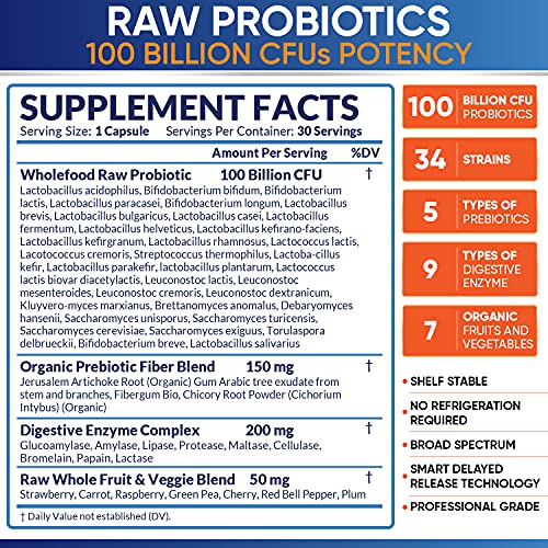 Organic Probiotics 100 Billion CFU, Dr Formulated Probiotics for Women, Probi...