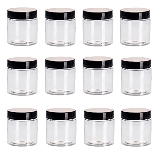 12Pack 4 OZ Clear Plastic Slime Jars With Lids,Clear containers Great for str...