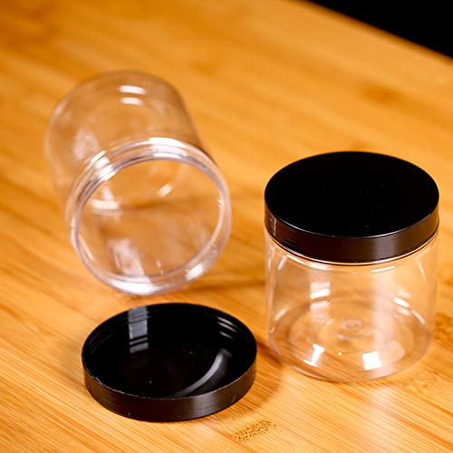 24 Pack 4 OZ Clear Plastic Slime Jars With Lids, Refillable Low Profile Conta...