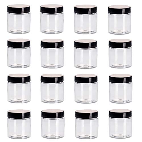 24 Pack 4 OZ Clear Plastic Slime Jars With Lids, Refillable Low Profile Conta...