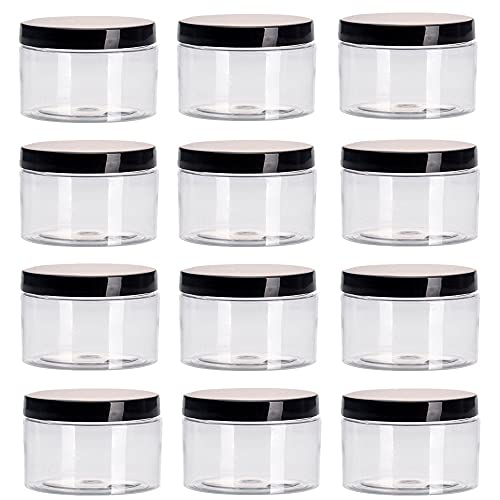Plastic Jars with Lids, 12Pcs 4Oz Clear Plastic Travel Size Containers Storag...