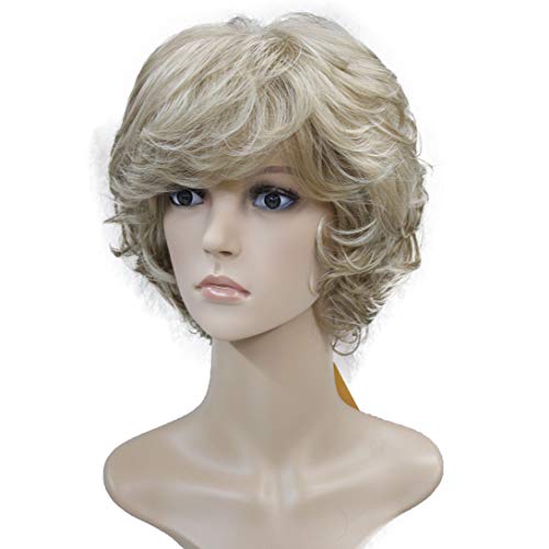 Wiginway Short Layered Shaggy Wavy Wigs Full Synthetic Bob Capless Wigs for W...