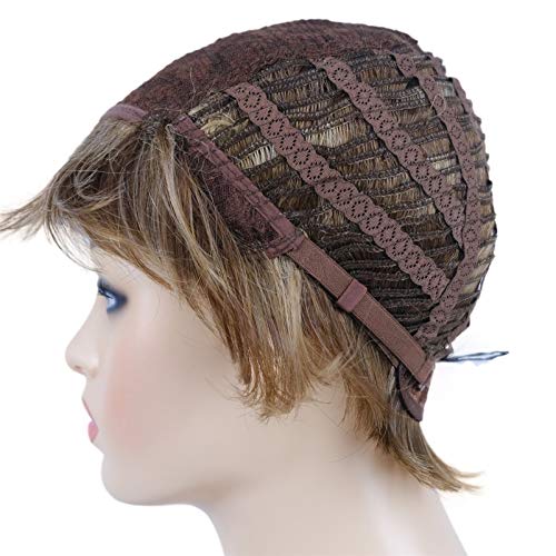 Wiginway Short Straight Layered Wigs Soft Fiber Hair Air Bangs Full Synthetic...