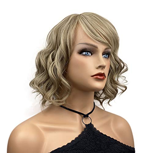 Wiginway Short Wavy Soft Heat Resistant Fiber Synthetic Wigs Natural Looking ...