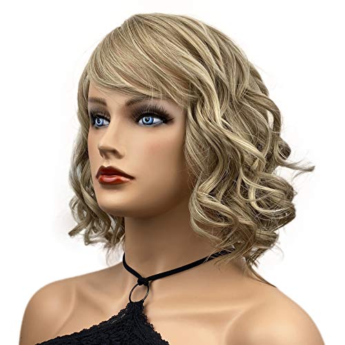 Wiginway Short Wavy Soft Heat Resistant Fiber Synthetic Wigs Natural Looking ...