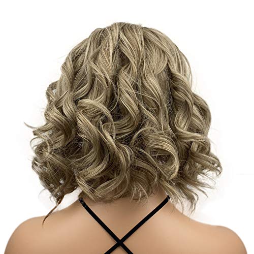 Wiginway Short Wavy Soft Heat Resistant Fiber Synthetic Wigs Natural Looking ...