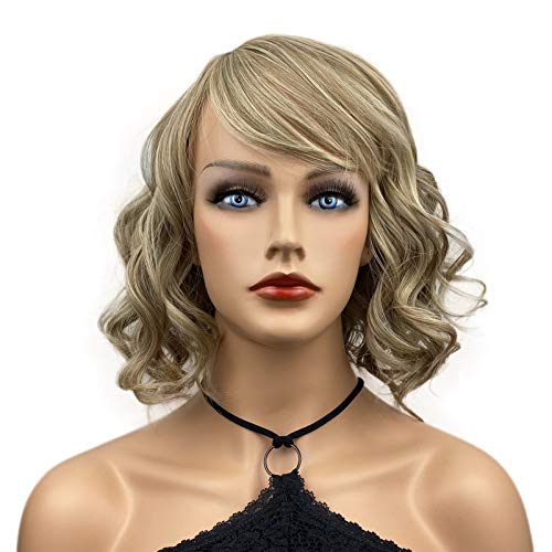 Wiginway Short Wavy Soft Heat Resistant Fiber Synthetic Wigs Natural Looking ...
