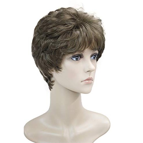 Wiginway Short Wigs Light Reddish Golden Brown Full Synthetic Shaggy Hairstyl...