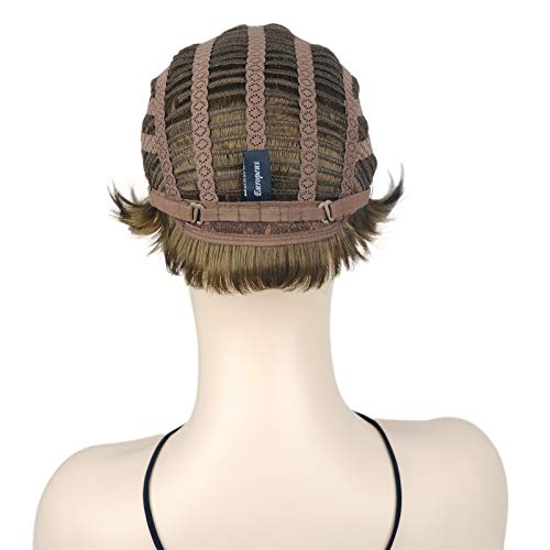 Wiginway Short Wigs Light Reddish Golden Brown Full Synthetic Shaggy Hairstyl...