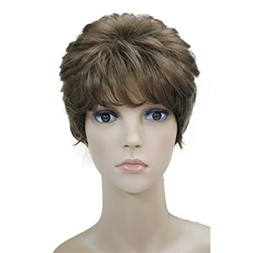 Wiginway Short Wigs Light Reddish Golden Brown Full Synthetic Shaggy Hairstyl...