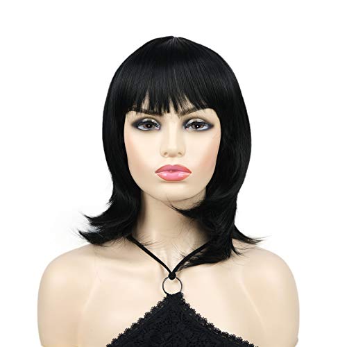 Wiginway Shoulder Natural Black length Bob with Bangs Synthetic Wigs Natural ...