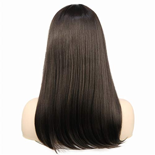 Wiginway Women's Long Straight Wigs Synthetic Hair Cute Neat Bang Under Shoul...