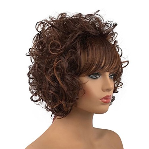 Wiginway Women's Wigs Reddish Brown Curly Wig Synthetic Hair 8 Inches for Dai...