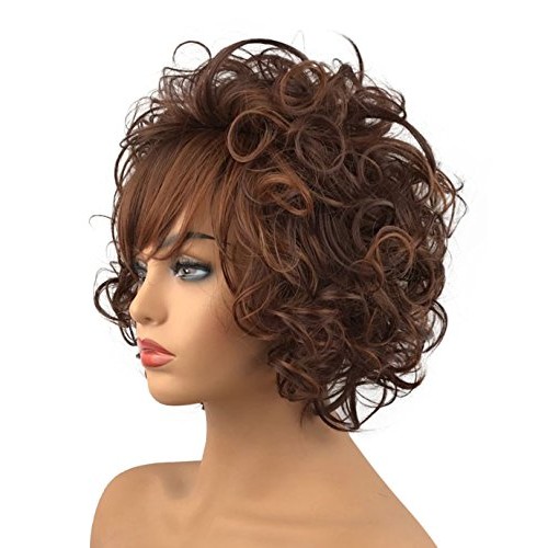 Wiginway Women's Wigs Reddish Brown Curly Wig Synthetic Hair 8 Inches for Dai...