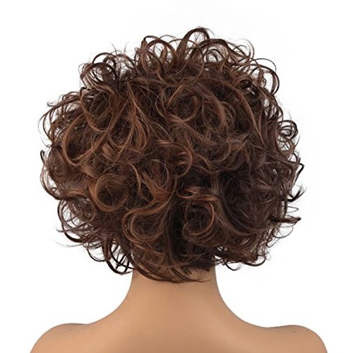 Wiginway Women's Wigs Reddish Brown Curly Wig Synthetic Hair 8 Inches for Dai...