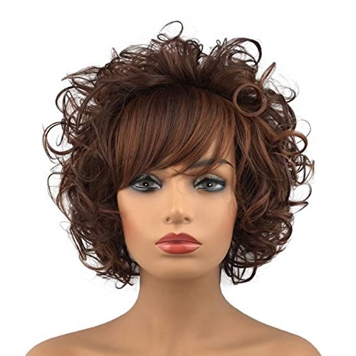 Wiginway Women's Wigs Reddish Brown Curly Wig Synthetic Hair 8 Inches for Dai...