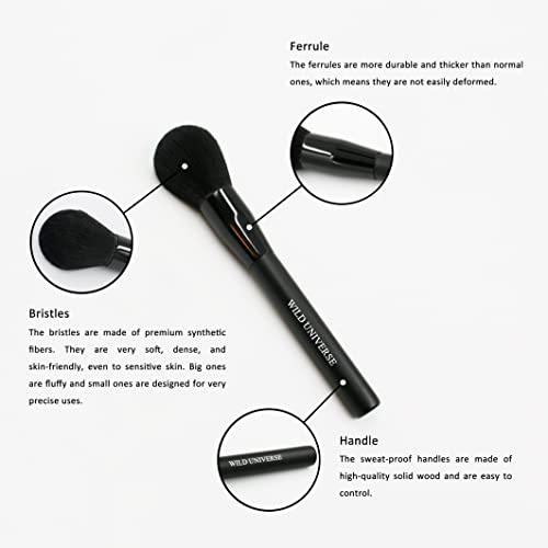 Wild Universe Professional Makeup Brushes 12 Pcs, Premium & Synthetic, Kabuki...
