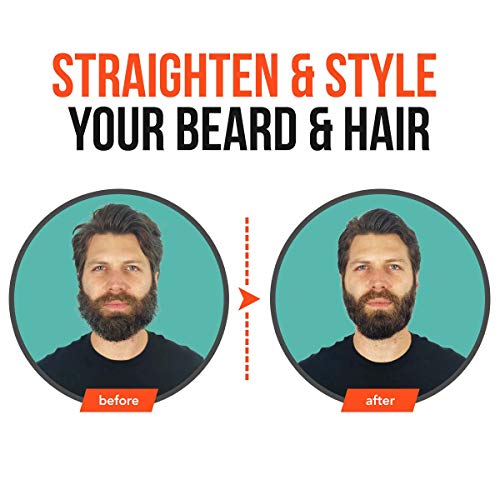 Beard Straightener for Men, 2 in 1 for Beard & Hair- Anti-Scalding, Ionic Tec...