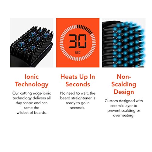Beard Straightener for Men, 2 in 1 for Beard & Hair- Anti-Scalding, Ionic Tec...