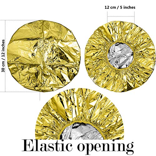 12 Pieces Aluminum Foil Deep Conditioning Caps Reusable Hair Processing Caps ...
