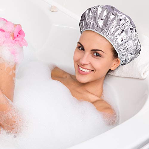 12 Pieces Aluminum Foil Deep Conditioning Caps Reusable Hair Processing Caps ...