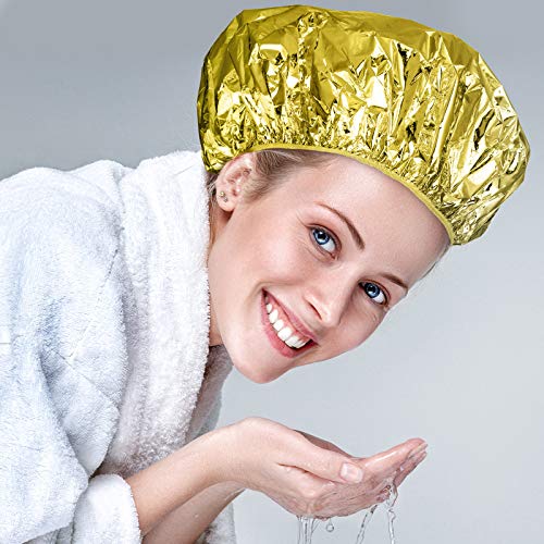 12 Pieces Aluminum Foil Deep Conditioning Caps Reusable Hair Processing Caps ...