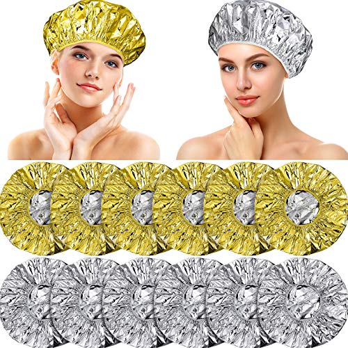 12 Pieces Aluminum Foil Deep Conditioning Caps Reusable Hair Processing Caps ...