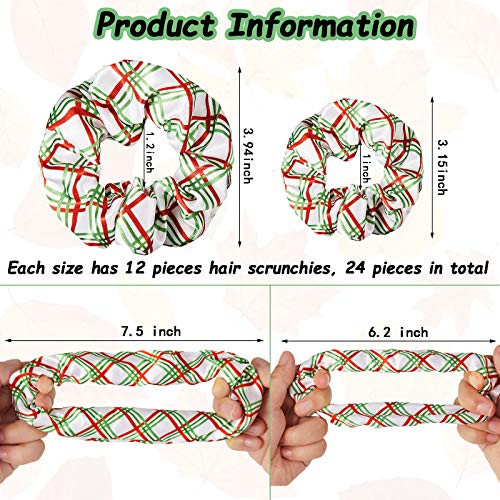 24 Pieces Christmas Hair Scrunchies Snowman Snowflake Christmas Tree Elk Scru...