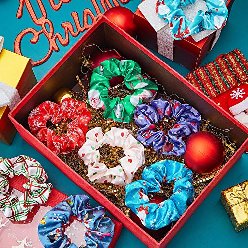 24 Pieces Christmas Hair Scrunchies Snowman Snowflake Christmas Tree Elk Scru...