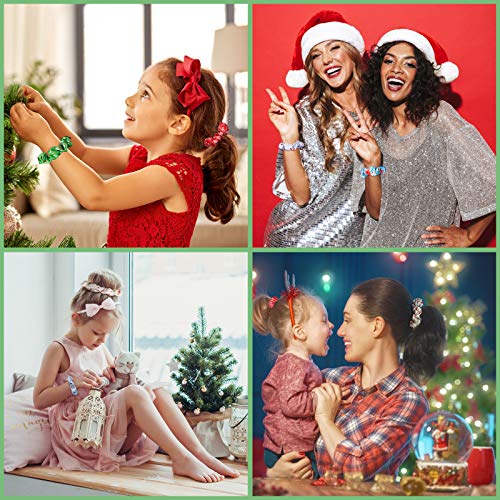 24 Pieces Christmas Hair Scrunchies Snowman Snowflake Christmas Tree Elk Scru...