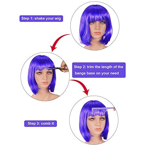 4 Pieces Short Bob Hair Wigs Costume Colorful Cosplay Wig Daily Party Hairpie...