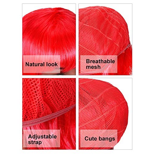 4 Pieces Short Bob Hair Wigs Costume Colorful Cosplay Wig Daily Party Hairpie...