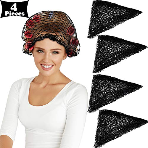 4 Pieces Triangle Hair Net for Rollers, Women Hair Net Mesh Hair Net Triangul...