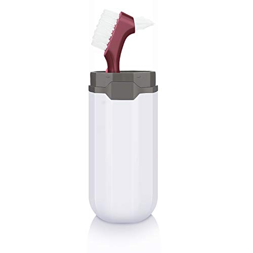 6 Pieces Hard Denture Brush Denture Toothbrush Cleaning Brush with White Carr...