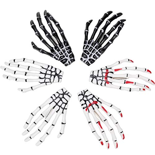 6 Pieces Skeleton Hands Bone Hair Clips Claws Skull Hand Hair Clip Hairpin Zo...