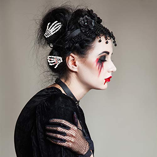 6 Pieces Skeleton Hands Bone Hair Clips Claws Skull Hand Hair Clip Hairpin Zo...