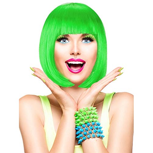 9 Pieces Short Bob Hair Wigs Multicolored Cosplay Costume Wig Daily Party Hai...