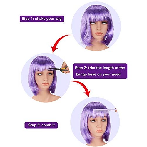 9 Pieces Short Bob Hair Wigs Multicolored Cosplay Costume Wig Daily Party Hai...