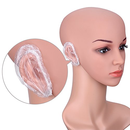 Clear Disposable Ear Protectors Waterproof Ear Covers for Hair Dye, Shower, B...
