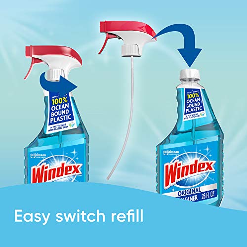Windex Glass and Window Cleaner Spray Bottle, Bottle Made from 100% Recycled ...