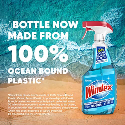 Windex Glass and Window Cleaner Spray Bottle, Bottle Made from 100% Recycled ...