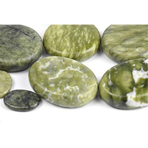 Windfulogo 16Pcs Large Hot Massage Stones Set Natural Green Jade Heated Warme...